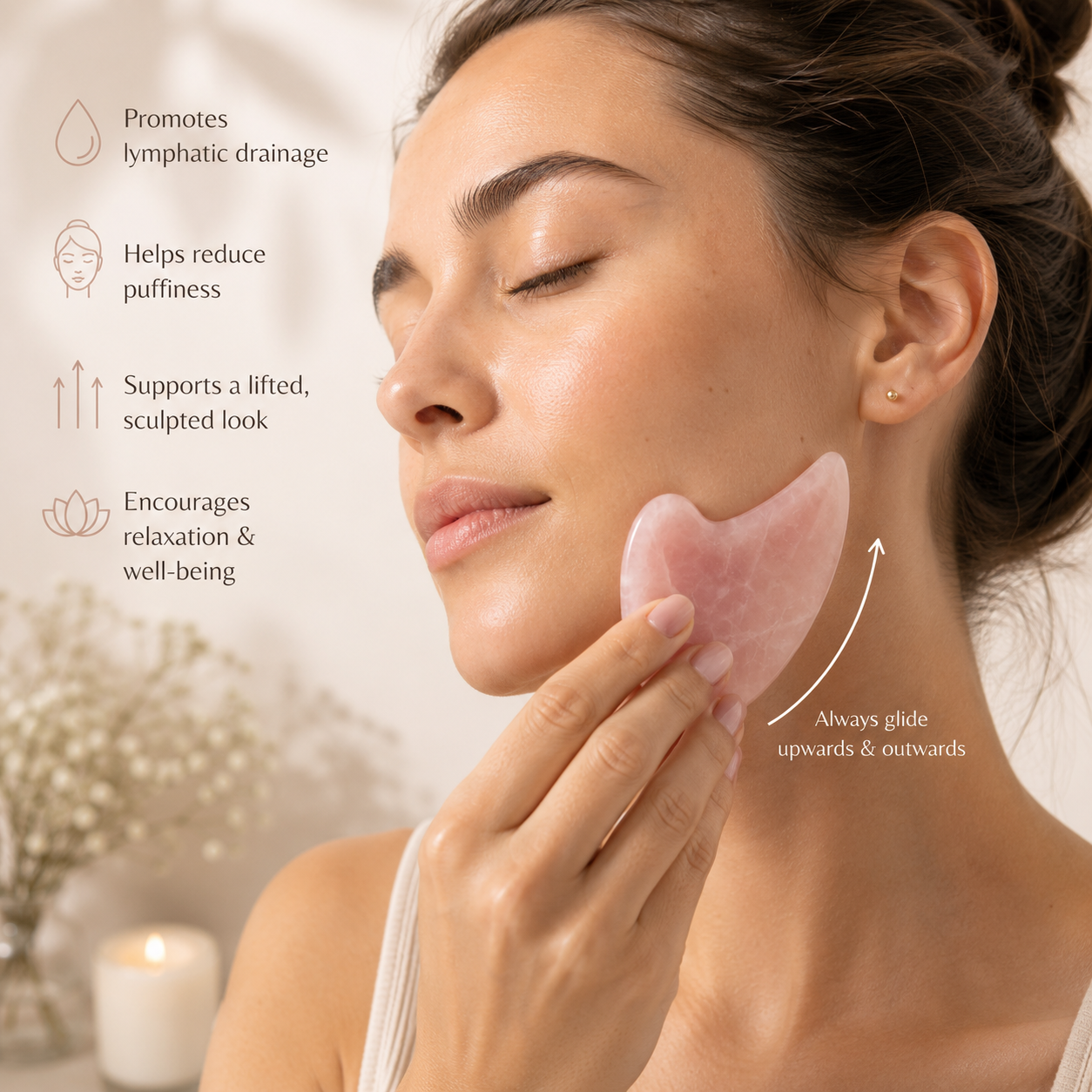 Rose Quartz Gua Sha Facial Massage Tool