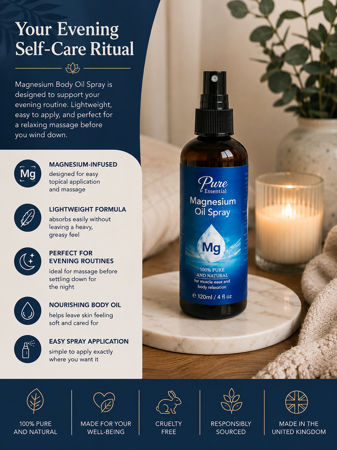 Magnesium Body Oil Spray | Relaxation & Night-Time Routine