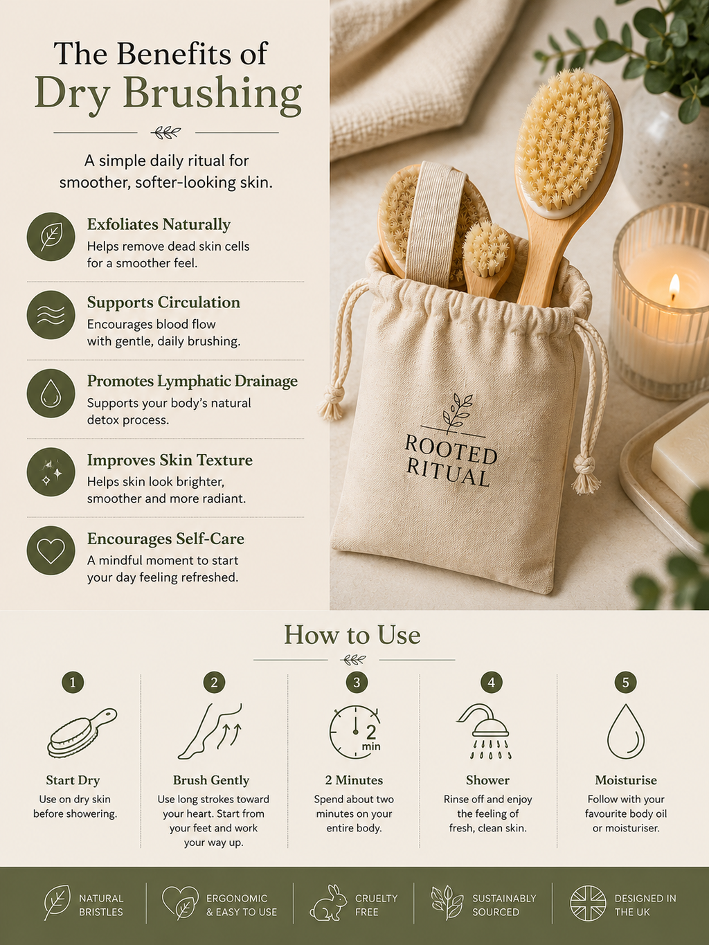 Natural Bristle Dry Brush Set